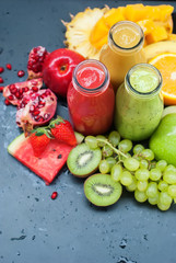 Smoothie Color Tropical Fruits Black Background