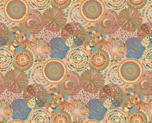 Seamless pattern with hand drawn fancy circle.