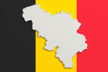 Silhouette of Belgium map with flag