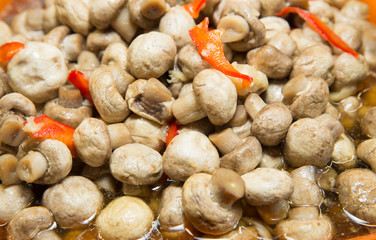 Marinated mushrooms.