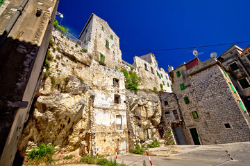 Old houses on the rock in town of Sibenik