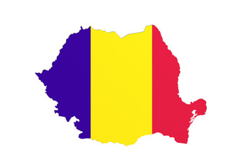 Silhouette of Romania map with flag