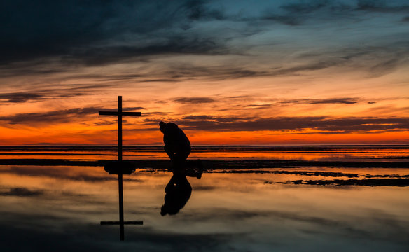 Reflection Prayful Man