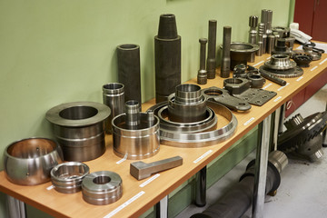 Obraz na płótnie Canvas Industrial lathe tool and high precision cnc turning parts. high precision automotive machining mold and die part.