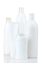 bottles with the cream on white isolated background