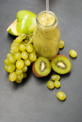 Smoothie Bottle Green Fruits Grape Kiwi Apple