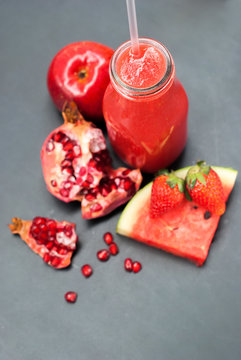 Smoothie Fruits water melon pomegranate strawberry