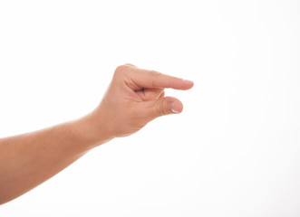 Male hand showing a small size