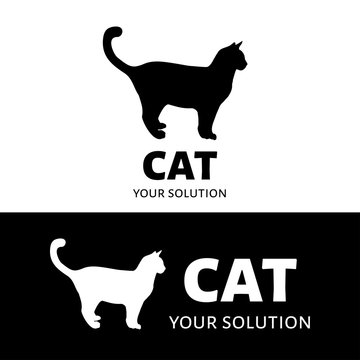 Vector logo cat. Brand's logo in the form of a silhouette of a cat