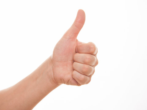 Male hand showing a thumb up sign