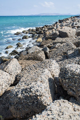 Big stones on the sea side.