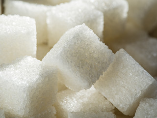 Close up shot of white refinery sugar.