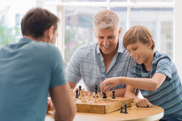 Family playing chess