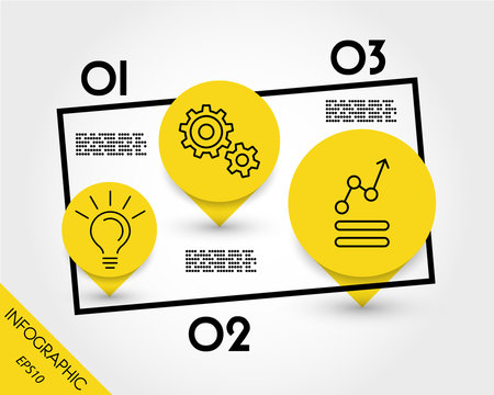 Three Yellow Infographic Pointers