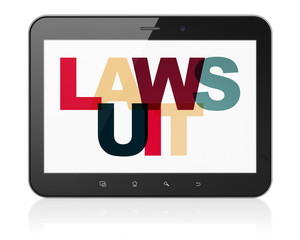 Law concept: Tablet Computer with Lawsuit on  display
