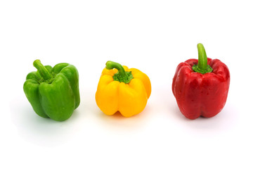 Fresh sweet peppers isolated on white background