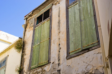 Green door on Crete island - Greece