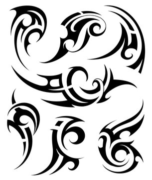 Naklejki Set of tribal tattoo shapes