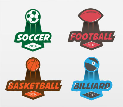 Set of Soccer Football basketball billiards