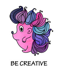 vector watercolor variegated hedgehog