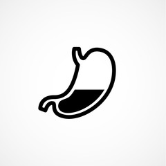 Black and white line stomach icon