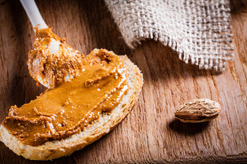 Sandwich with homemade almond butter.