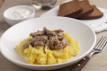 Beef Stroganoff with mashed potato