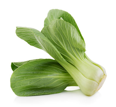 fresh cos (lettuce) on white background