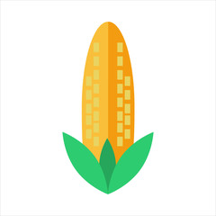 Corn icon isolated. Yummy yellow corn vegetable. Flat corn on white background - vector stock