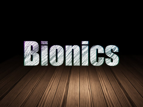 Science concept: Bionics in grunge dark room