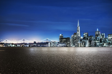 empty asphalt road with cityscape and skyline of san francisco a