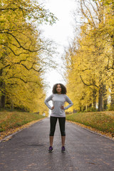 Mixed Race African American Woman Teenager Fitness Running