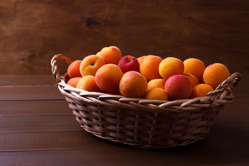 Apricots in a wicker basket