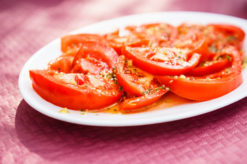 Spiced tomato snack on plate