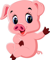 Cute pig cartoon posing