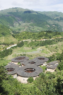 Hakka Tulou round earth buildings, Fujian Province, China