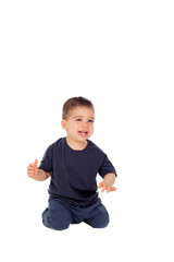 Beautiful baby crawling on the floor