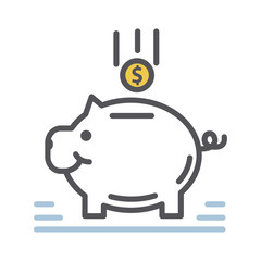 Vector trendy thin line Piggy bank icon isolated on a white background.Deposits, savings.