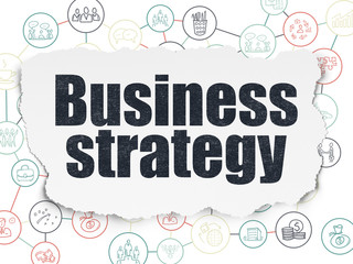 Business concept: Business Strategy on Torn Paper background