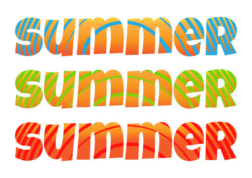 Three vector bright colored labels summer