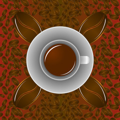 Seamless coffee background with coffee cup and coffee beans