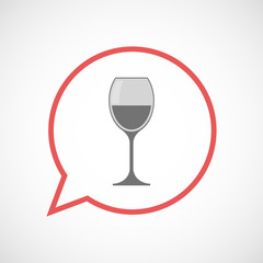Isolated comic balloon with a cup of wine