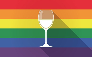 Long shadow Gay Pride flag with a cup of wine