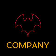 Vector sign abstract bat, in linear style on black background