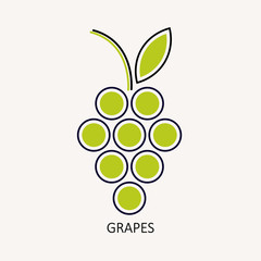 bunch of grapes. logo, symbol, logo, menu, wine list. vector illustration.