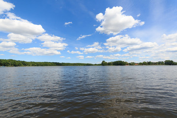summer sky and clouds over lake landscape
