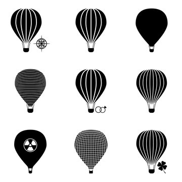 Hot air balloon sign simple icon set