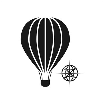 Hot air balloon journey sign simple icon on background