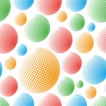 color halftone spheres abstract design elements seamless pattern eps10