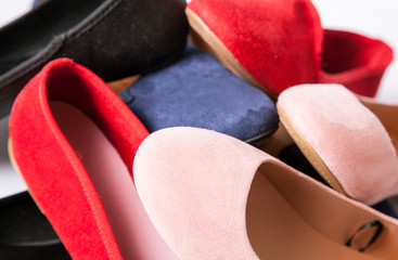 Female ballet shoes on low heels